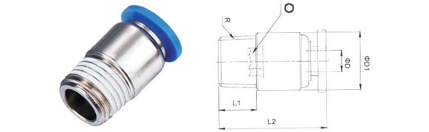 IPOC氣管接頭的規格圖 IPOC氣管接頭的規格圖