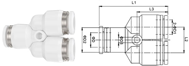 IPY三通Y型接頭規格圖 IPY三通Y型接頭規格圖