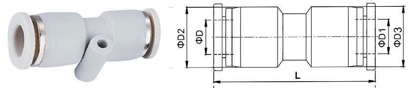 IPU塑料直通快插接頭規格圖 IPU塑料直通快插接頭規格圖