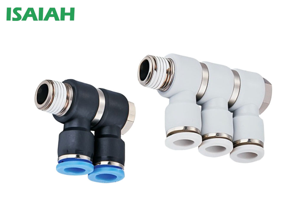 IPHT塑料F型串聯直角單螺紋氣管接頭