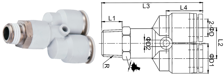 IPX螺紋三通Y型接頭剖析圖 IPX螺紋三通Y型接頭剖析圖