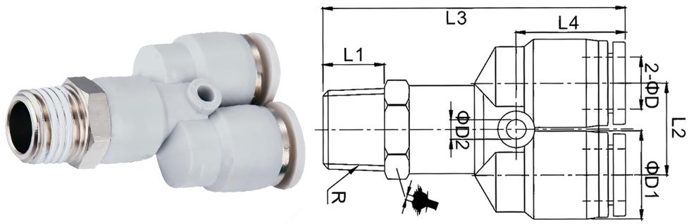 IPX-N螺紋三通Y型接頭規格圖 IPX-N螺紋三通Y型接頭規格圖