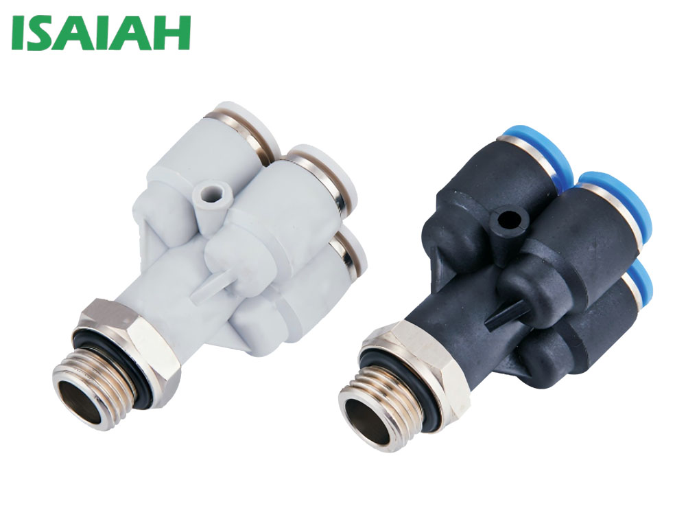 PXT螺紋五通Y型萬向氣管快插接頭